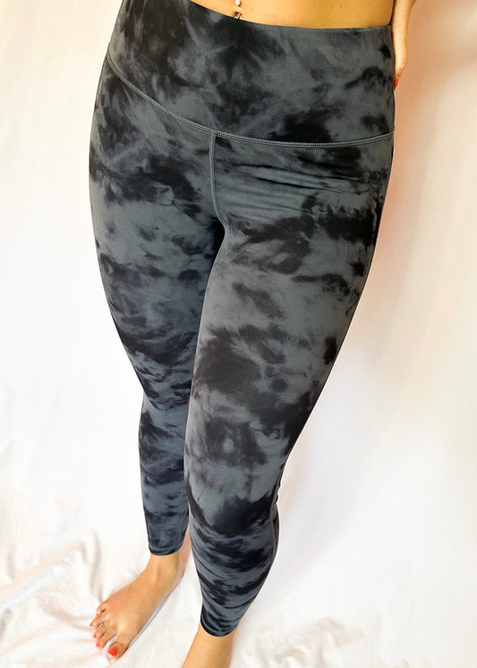 Grey Tie Dye High Waisted Leggings 