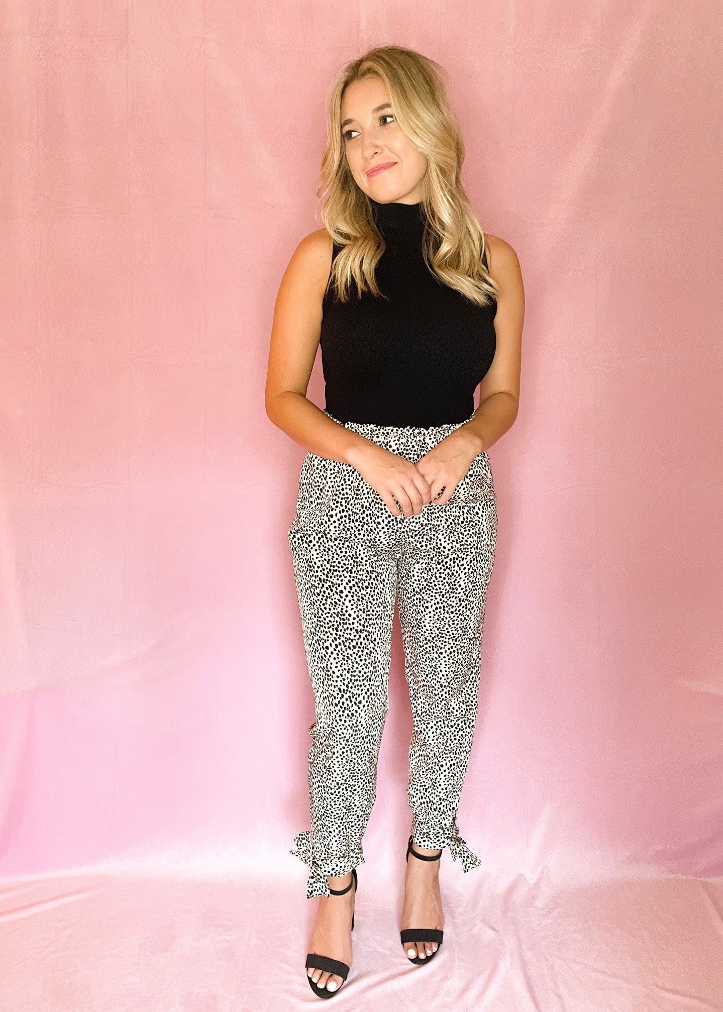 Cheetah Print Paper Bag Pants with Ankle Tie Detail *FINAL SALE*