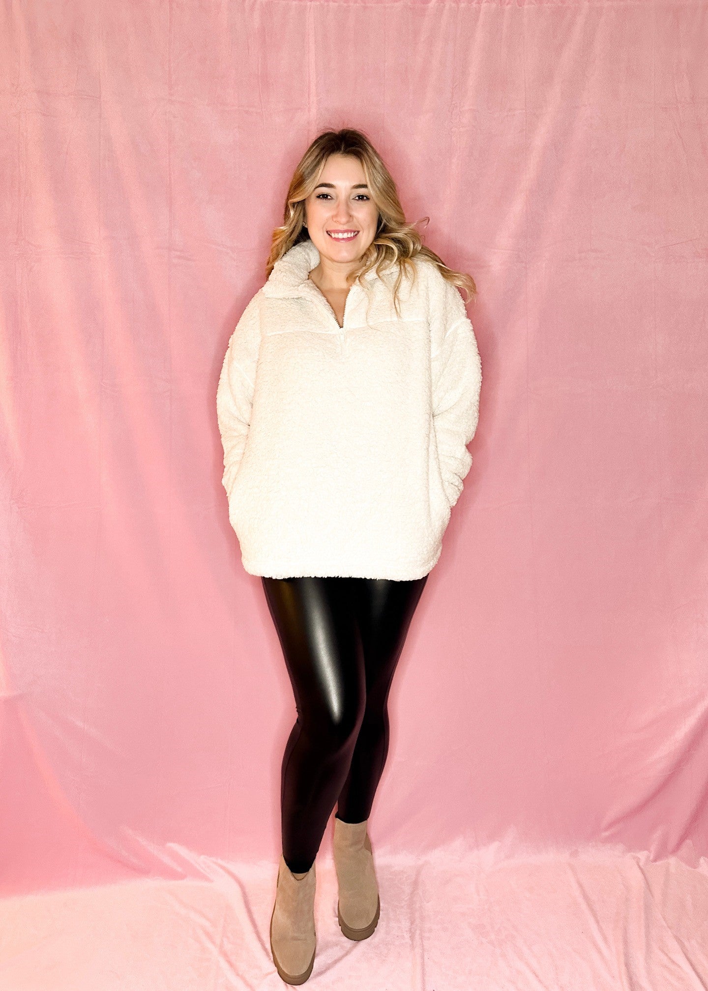 Bone Sherpa Quarter Zip Pullover