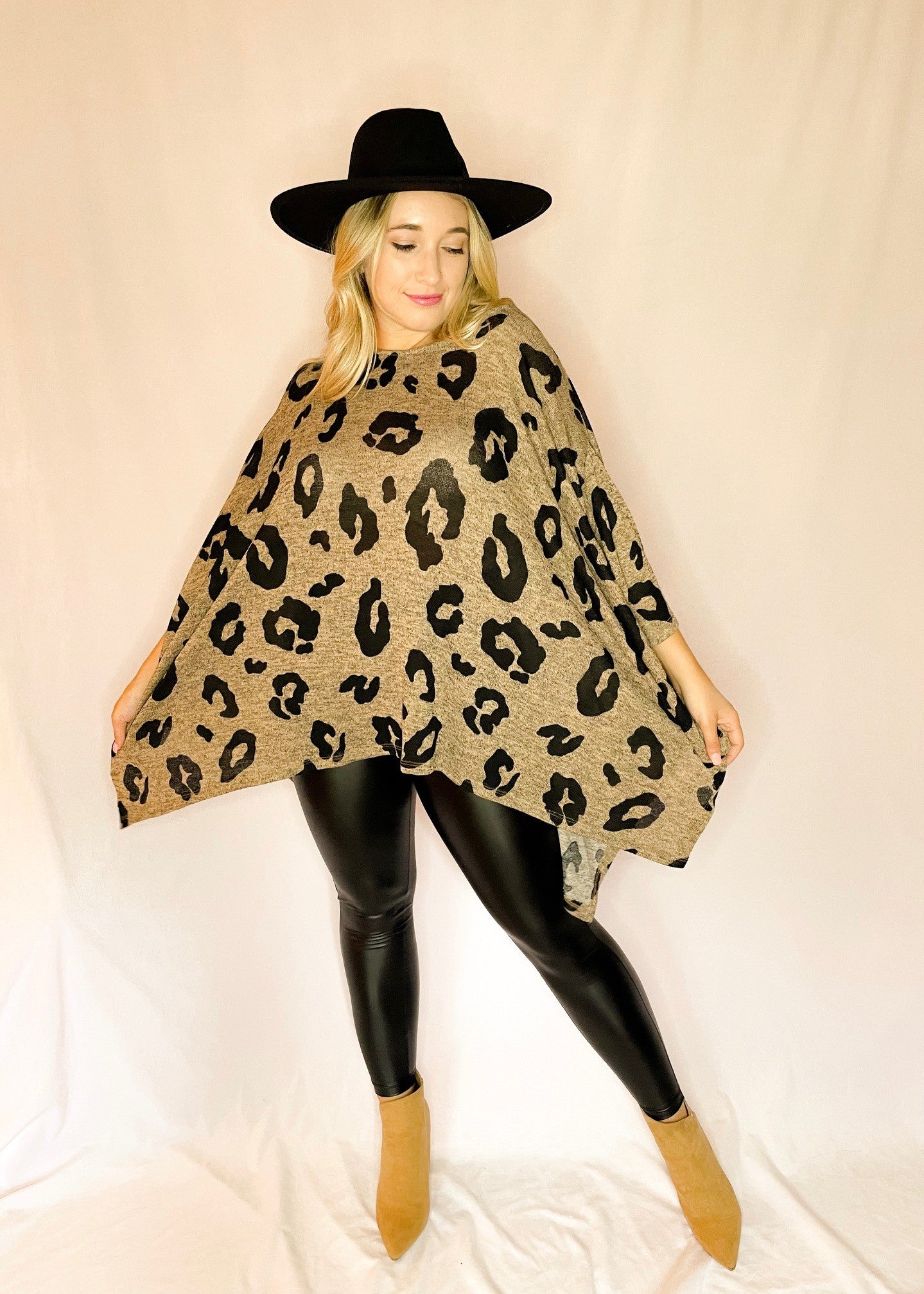 Oversized Leopard Print Asymmetrical Top