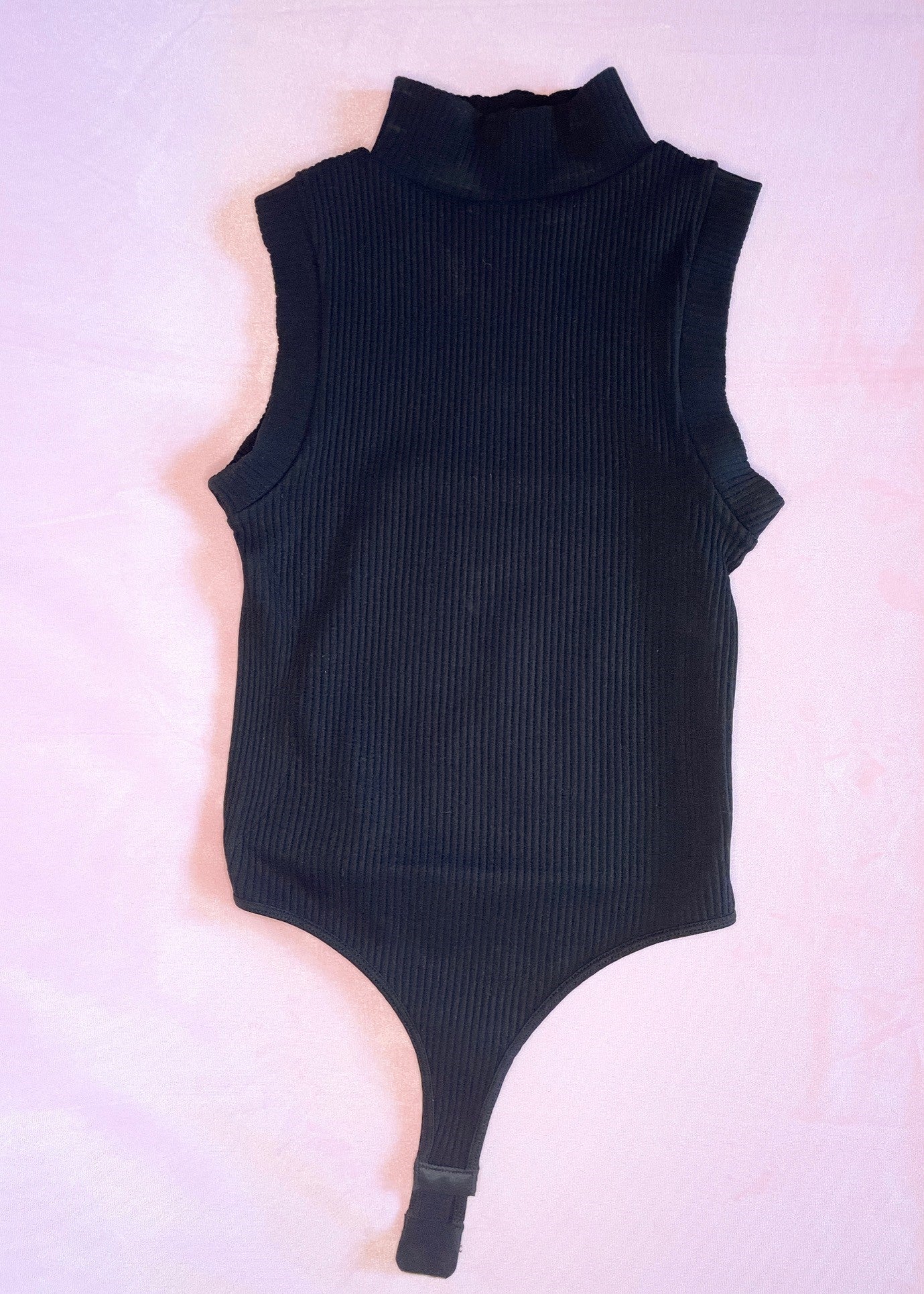 Black Ribbed High Neck Bodysuit