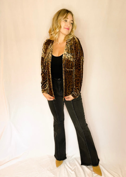 Leopard Print Velvet Shacket