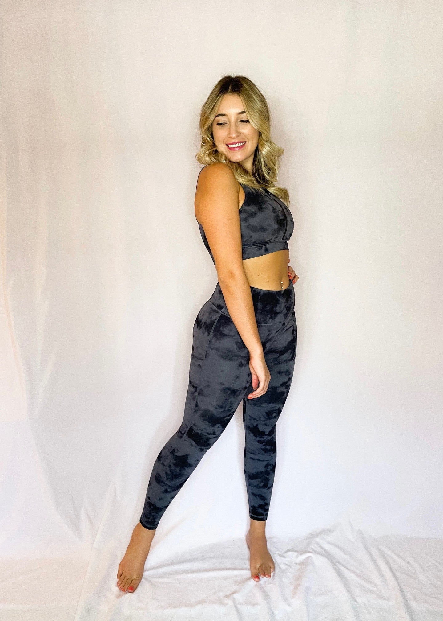Grey Tie Dye High Waisted Leggings