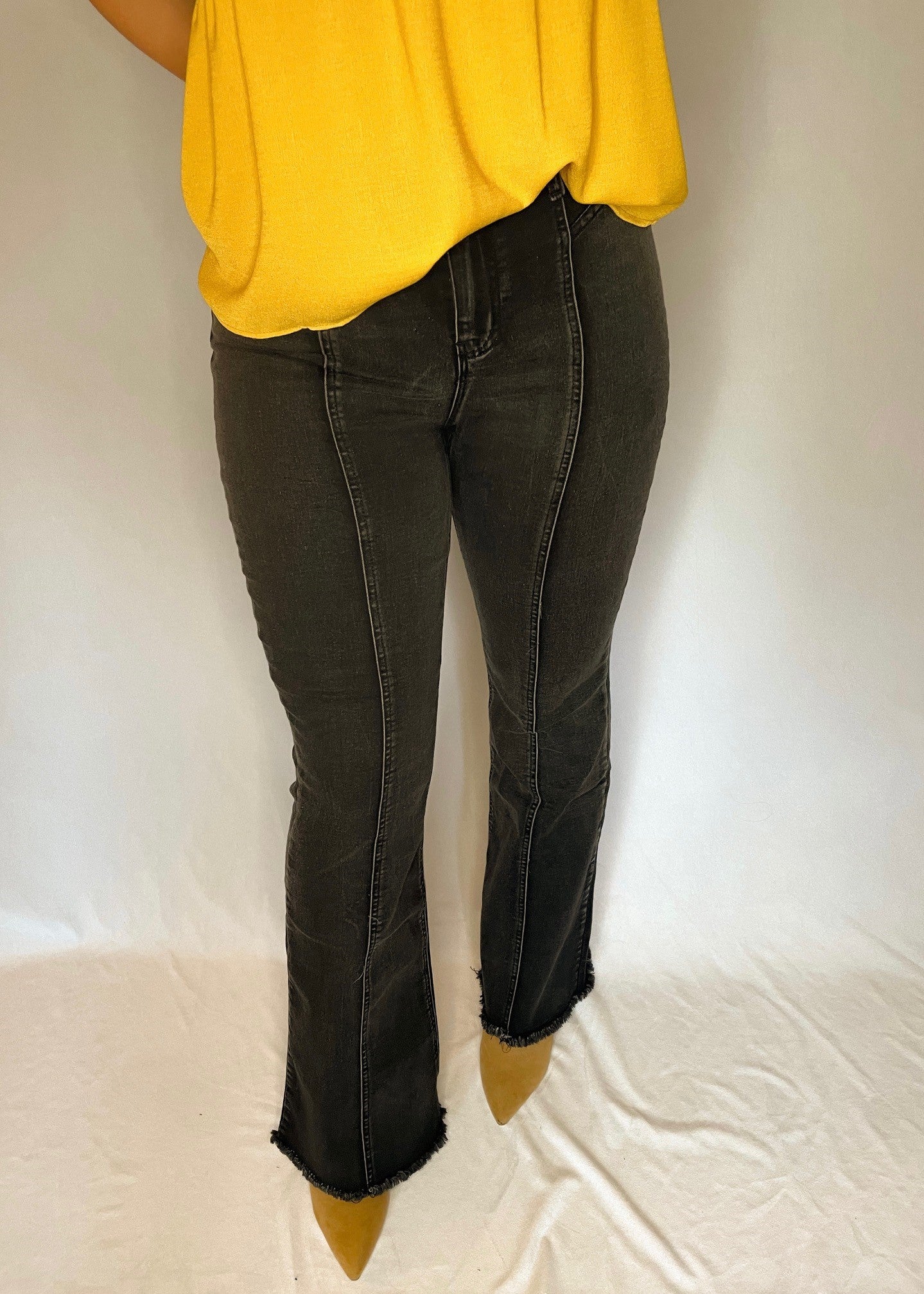 Black High Waisted Jeans with Front Seam Detail (YMI)