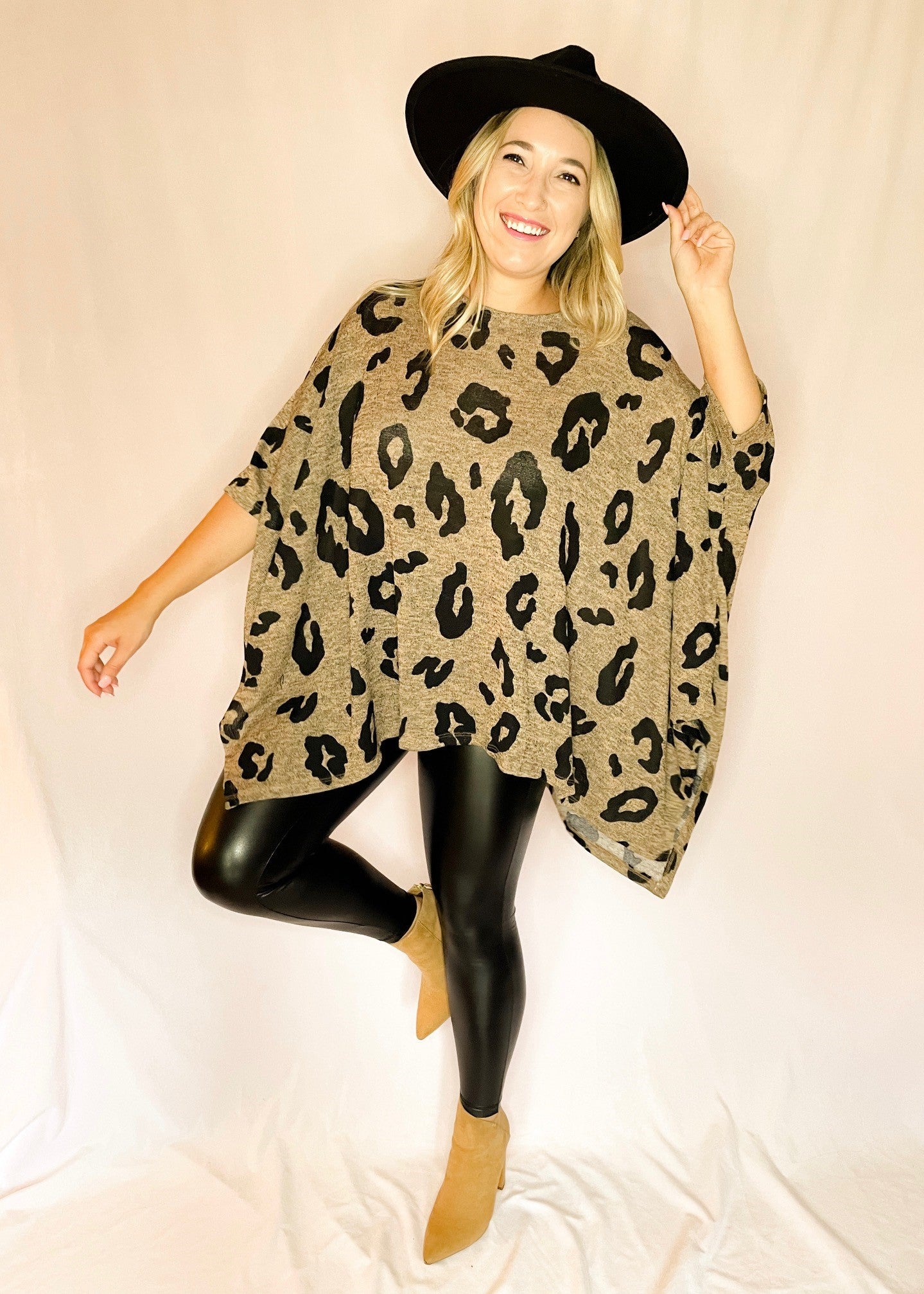 Oversized Leopard Print Asymmetrical Top *FINAL SALE*