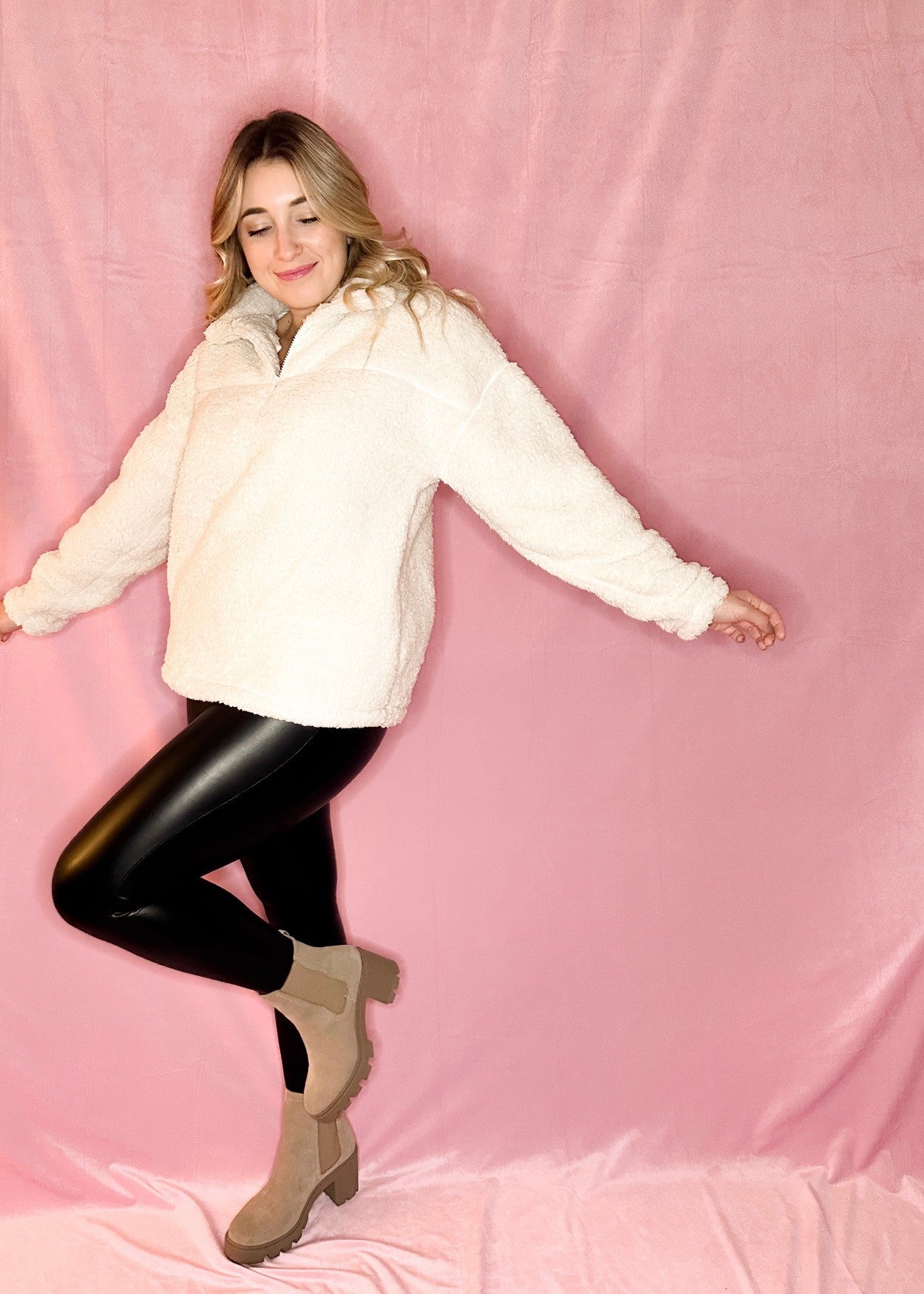 Bone Sherpa Quarter Zip Pullover