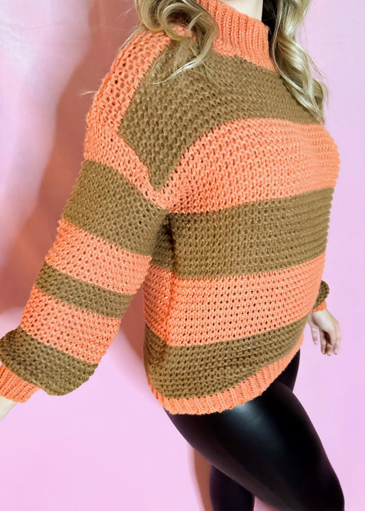 Brown & Orange Striped Sweater