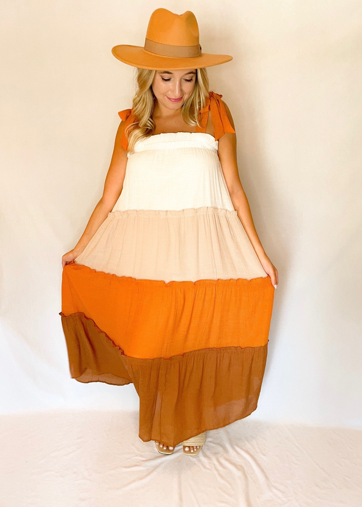 Fall Color Block Tiered Maxi Dress *FINAL SALE*