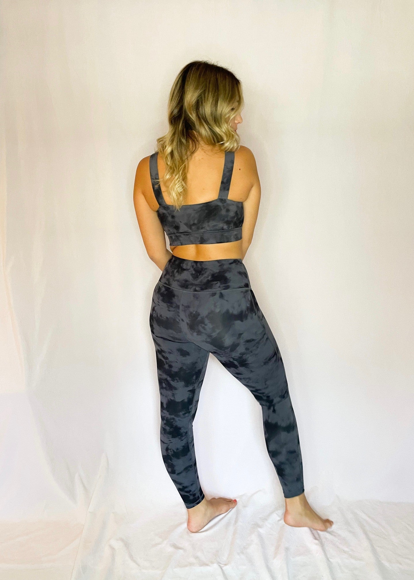 Grey Tie Dye Zip Up Sports Bra
