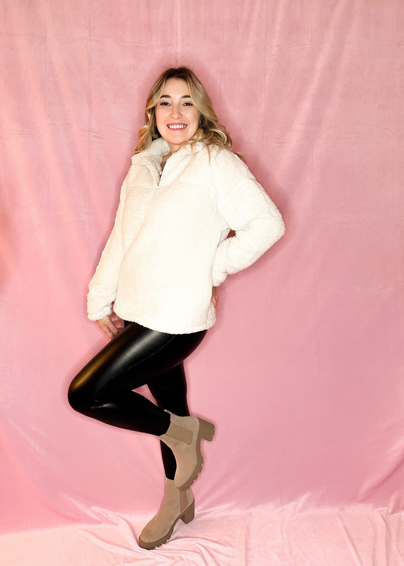 Bone Sherpa Quarter Zip Pullover