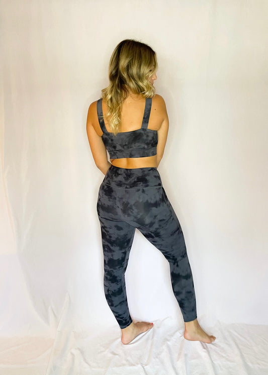 Grey Tie Dye High Waisted Leggings