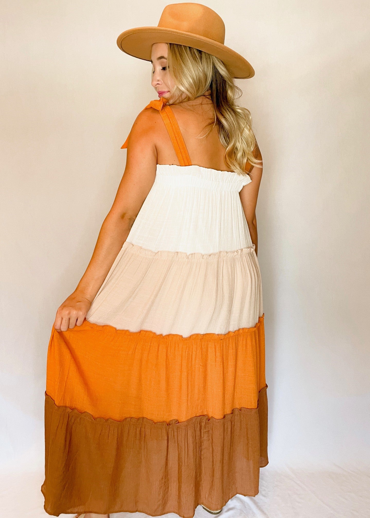 Fall Color Block Tiered Maxi Dress *FINAL SALE*