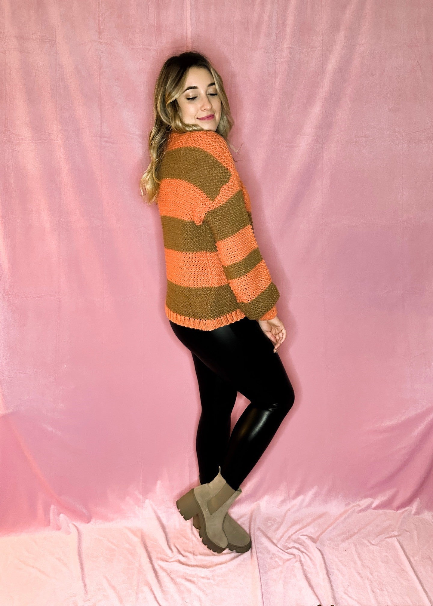 Brown & Orange Striped Sweater