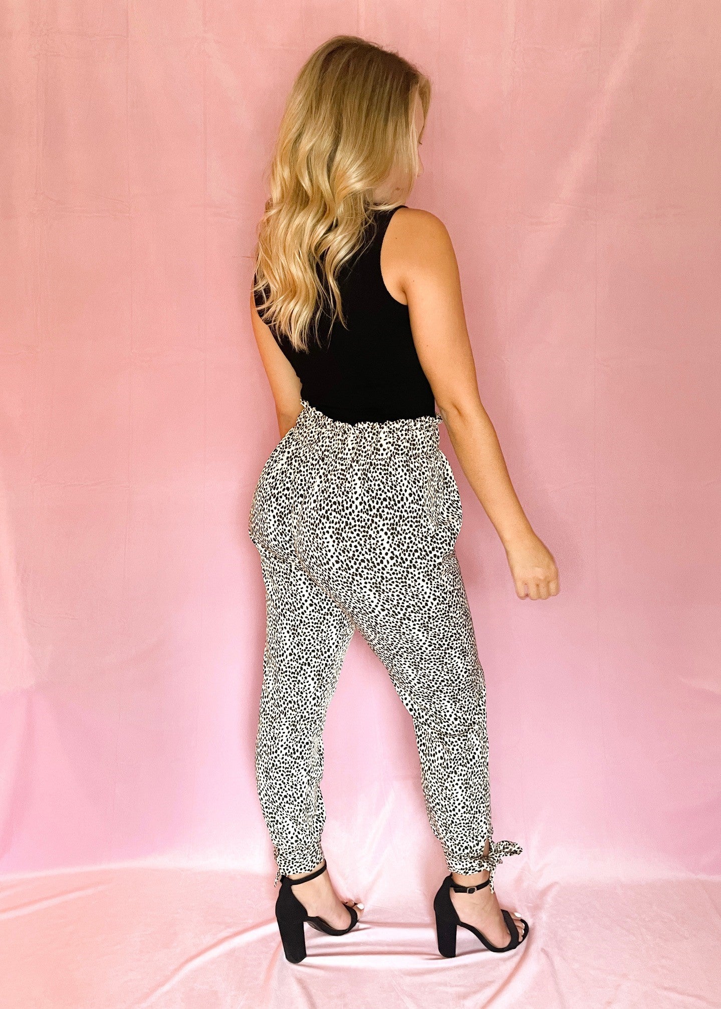 Cheetah Print Paper Bag Pants with Ankle Tie Detail *FINAL SALE*