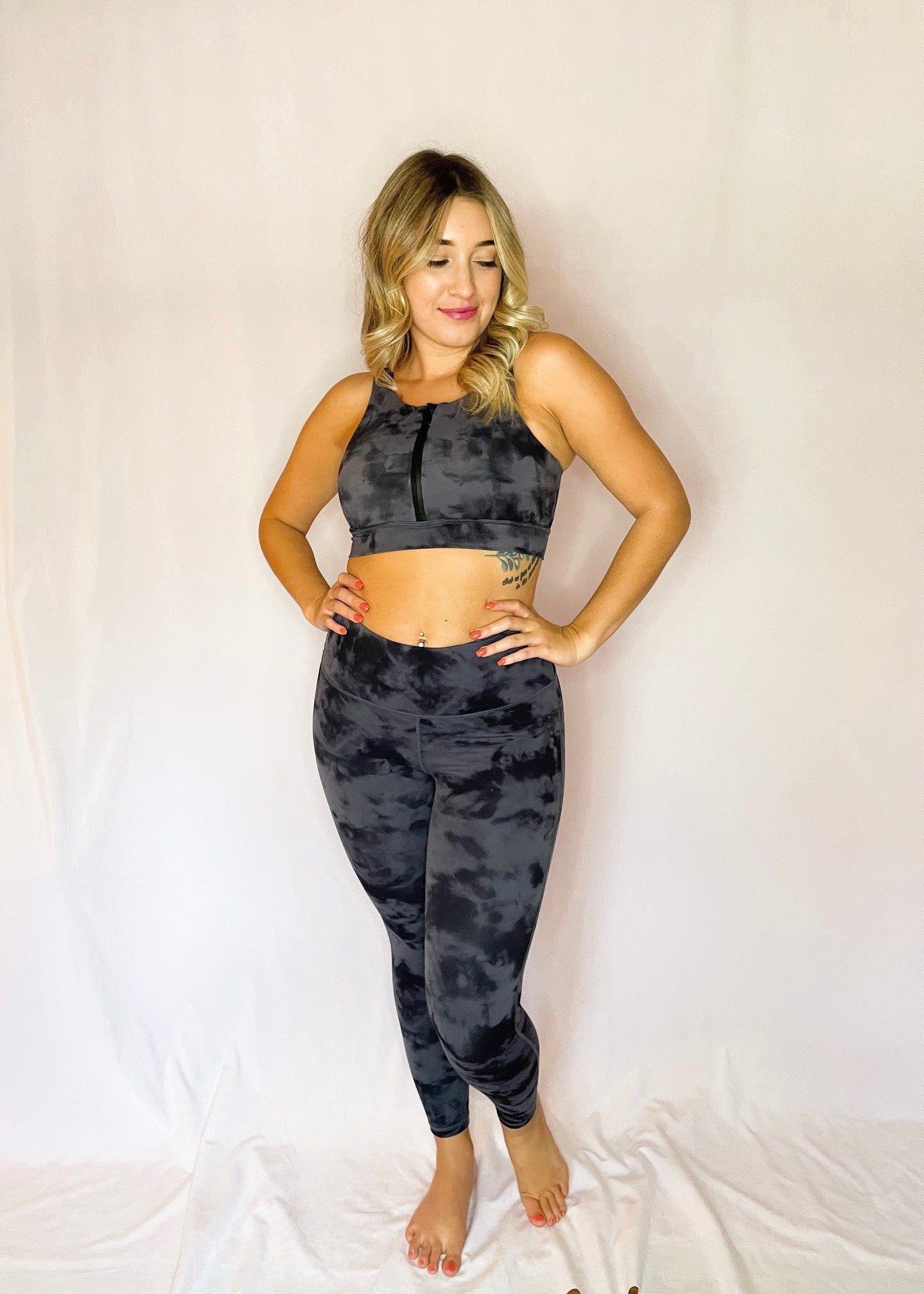 Grey Tie Dye High Waisted Leggings