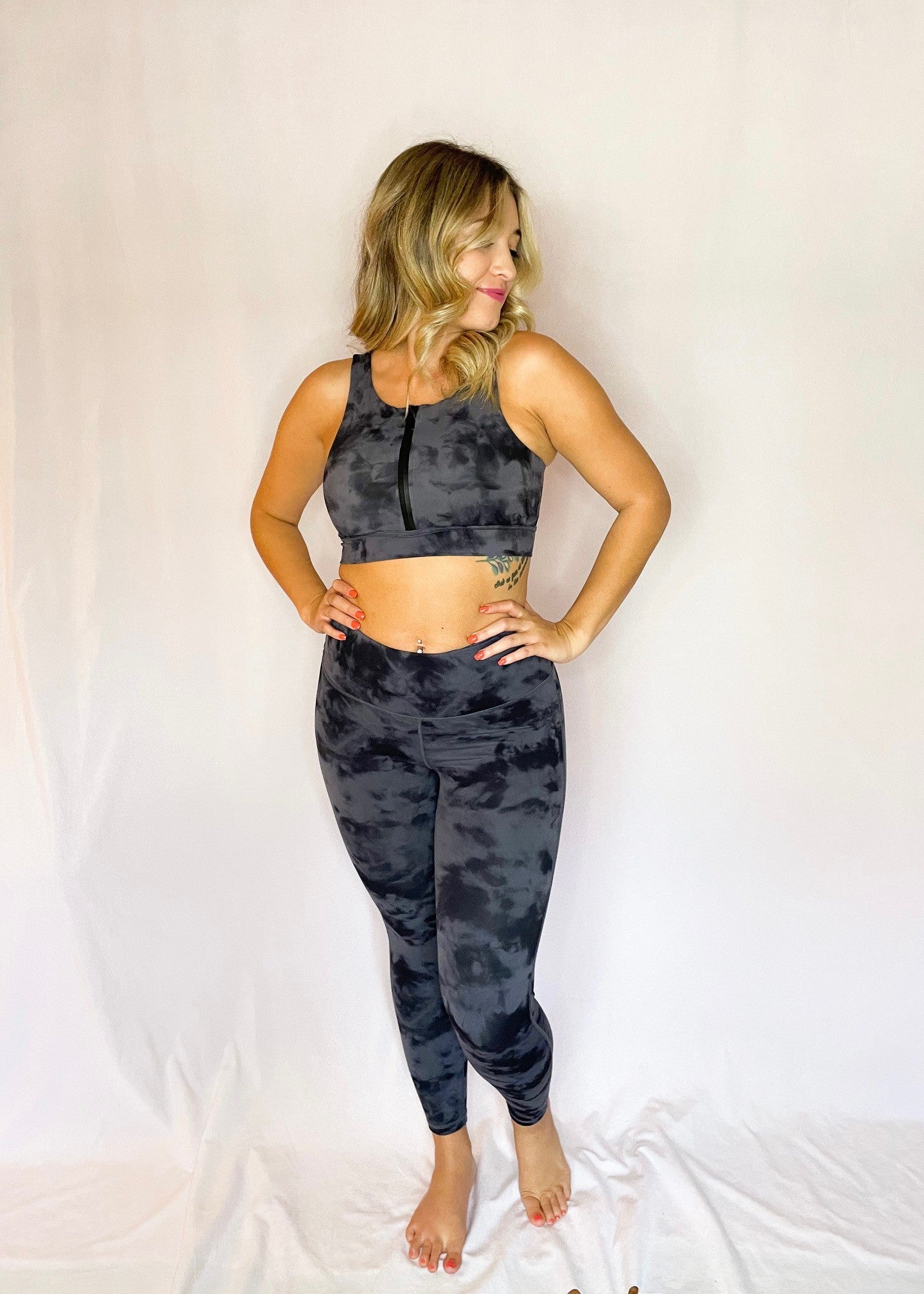 Grey Tie Dye High Waisted Leggings
