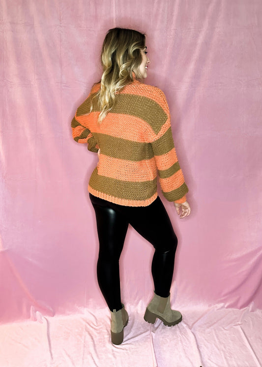 Brown & Orange Striped Sweater