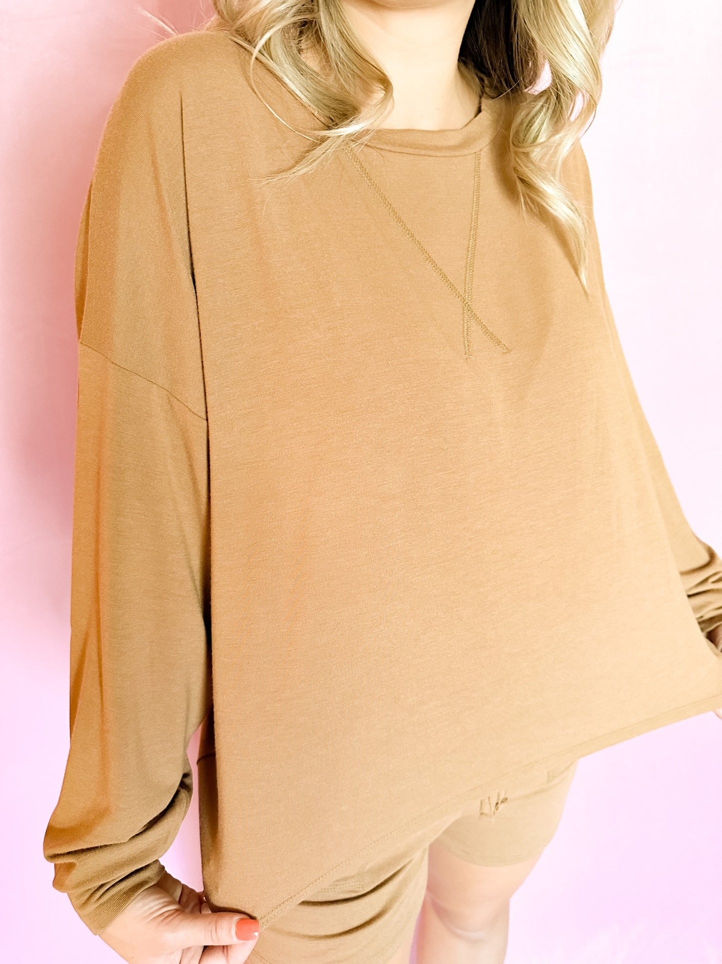 Camel Oversized Top & Shorts Lounge Set *FINAL SALE*