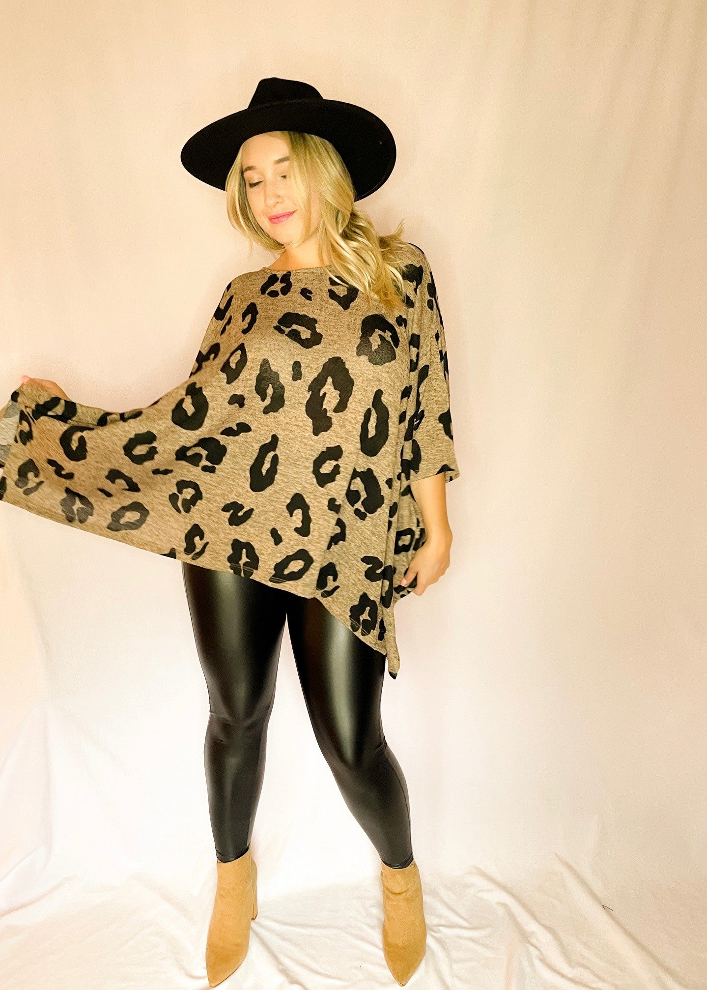 Oversized Leopard Print Asymmetrical Top *FINAL SALE*