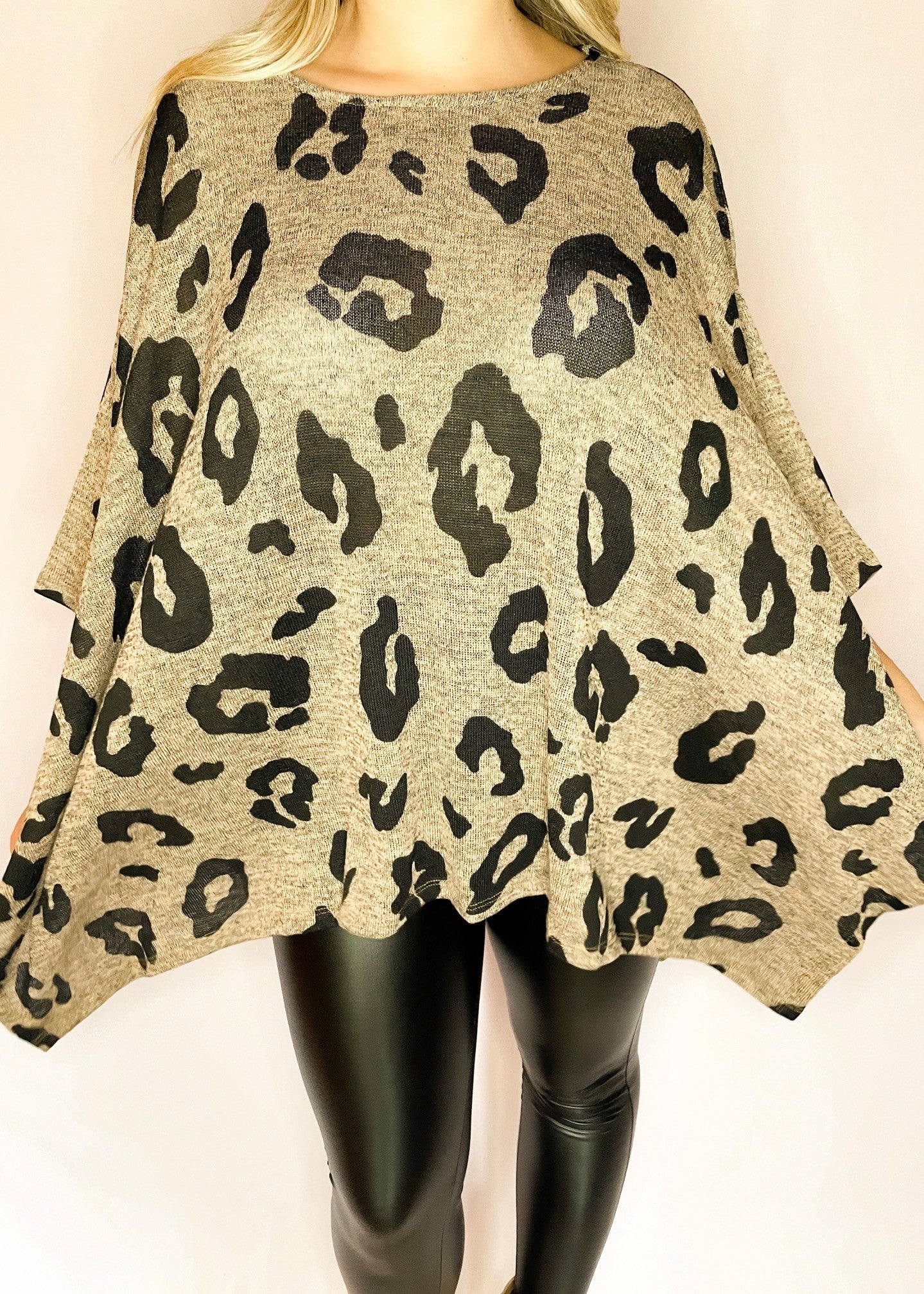 Oversized Leopard Print Asymmetrical Top *FINAL SALE*