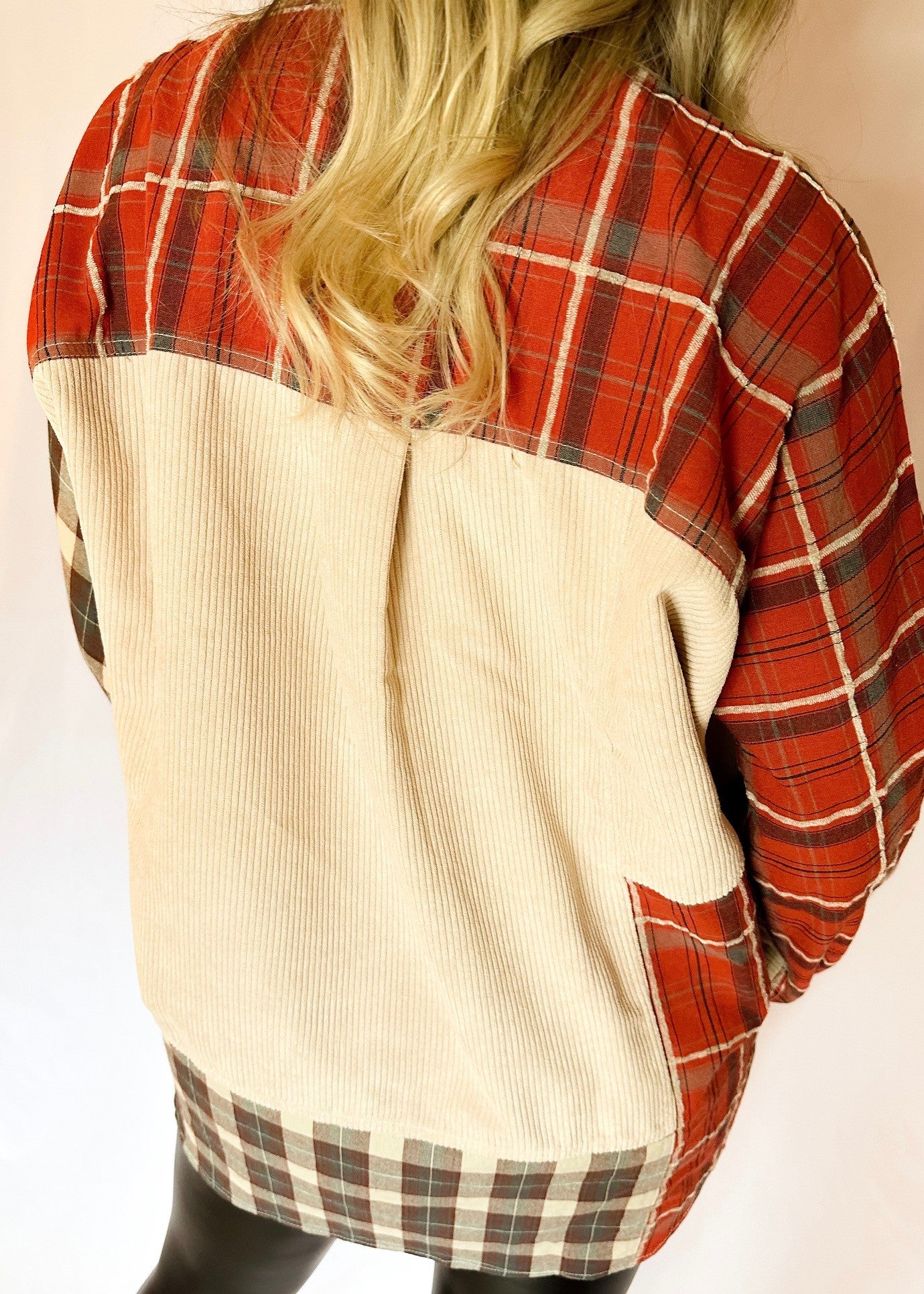 Terracotta Color Block Plaid Shacket