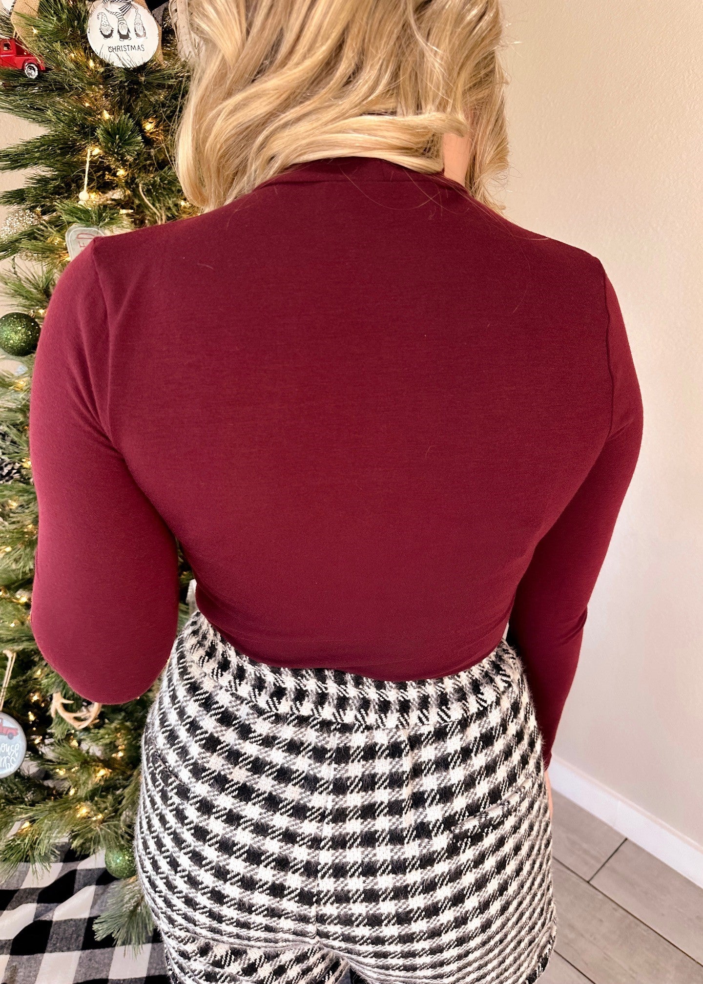Burgundy Long Sleeve Mock Neck Bodysuit
