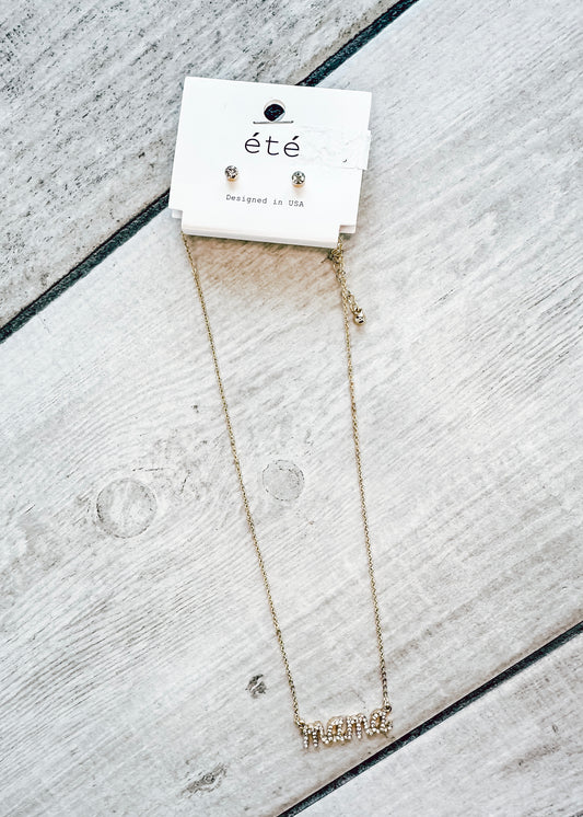 Mama Bling Necklace & Earring Set