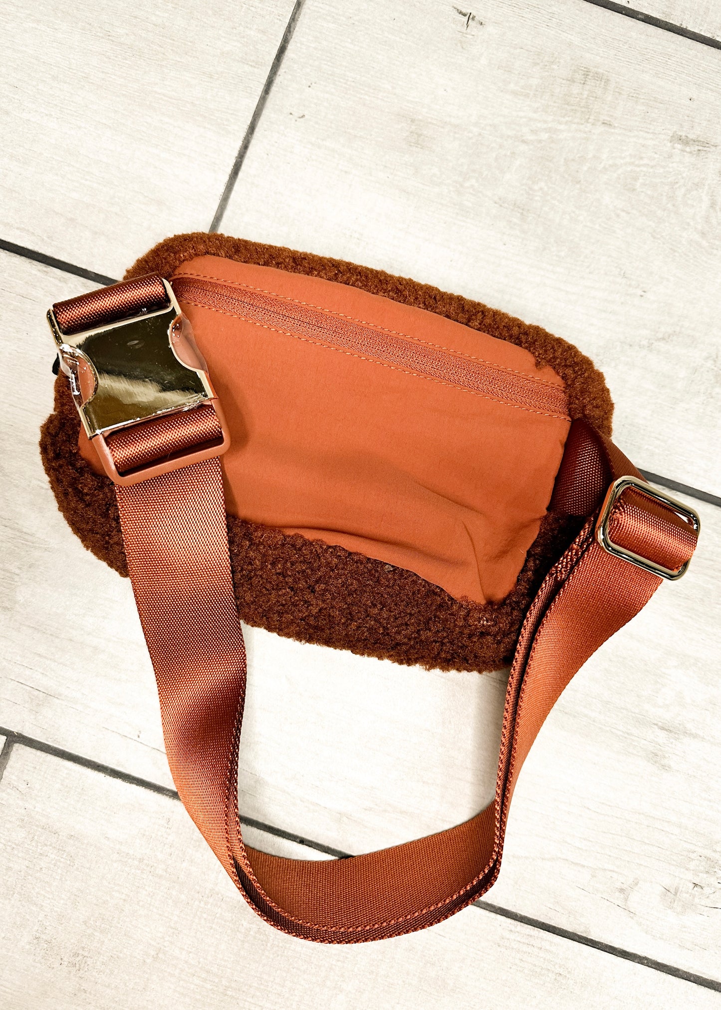 Brown Fleece Nylon Belt Bag