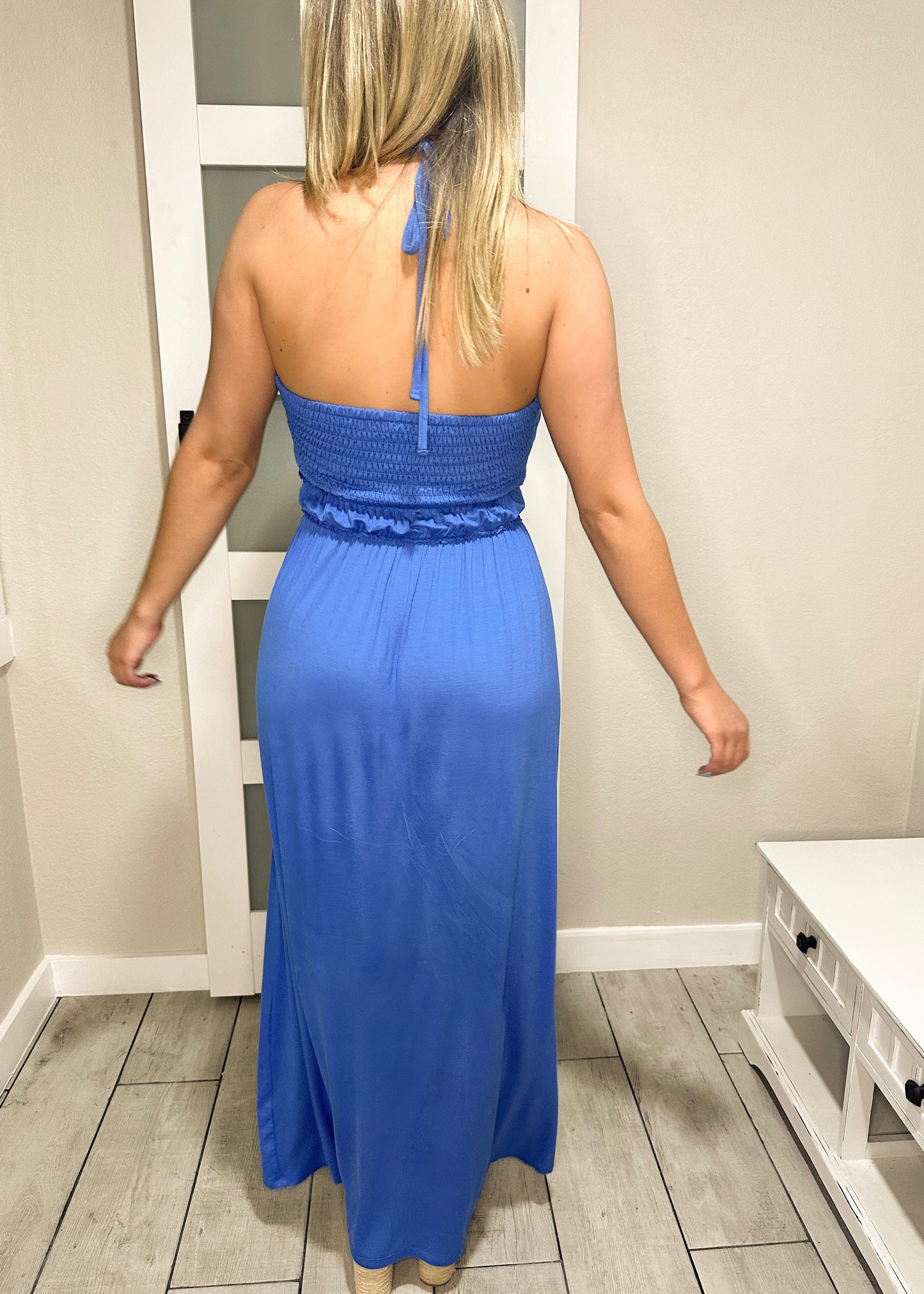 Royal Blue Halter Neck Maxi Dress