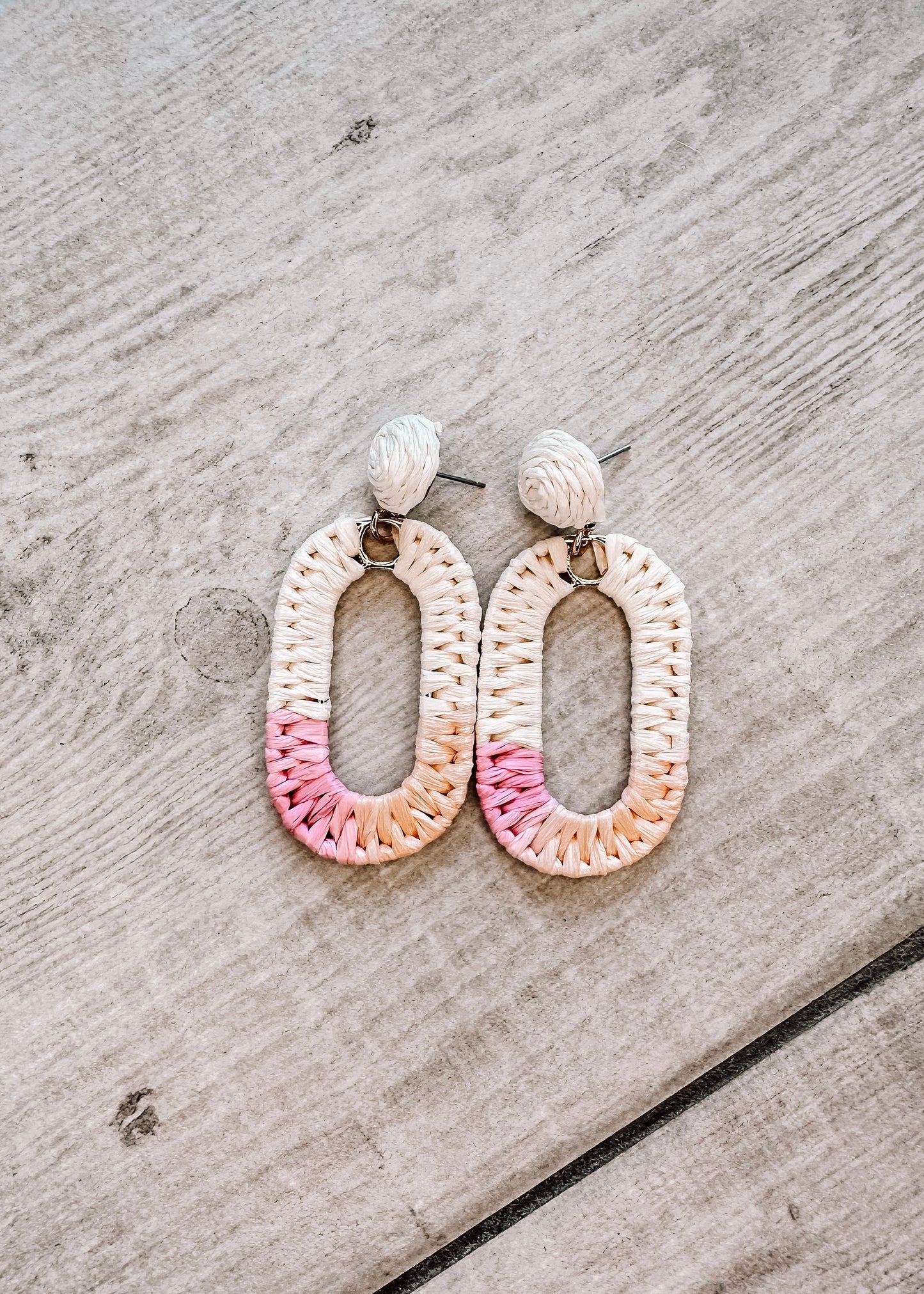 Raffia Braided Oval Earrings