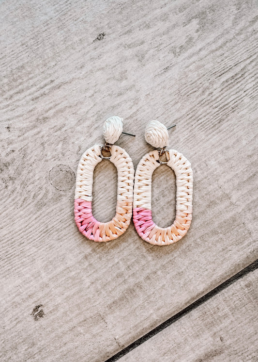 Raffia Braided Oval Earrings