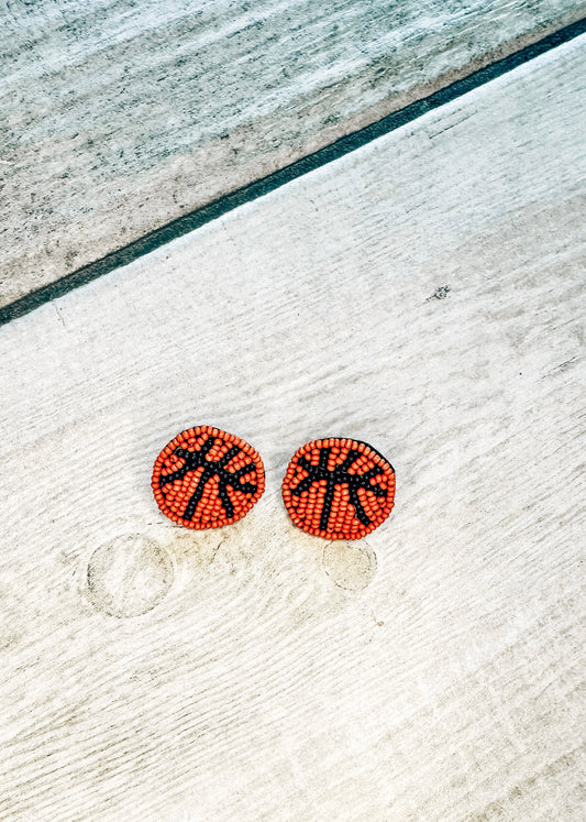Basketball Beaded Stud Earrings