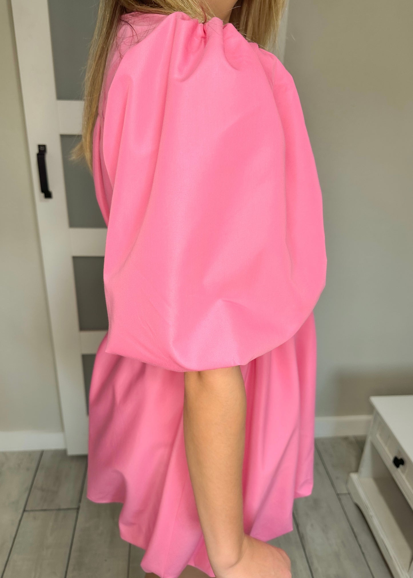 Candy Pink Puff Sleeve Dress