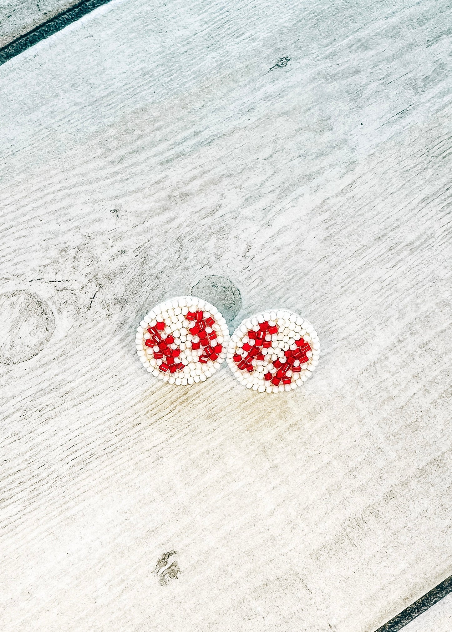 Baseball Beaded Stud Earrings
