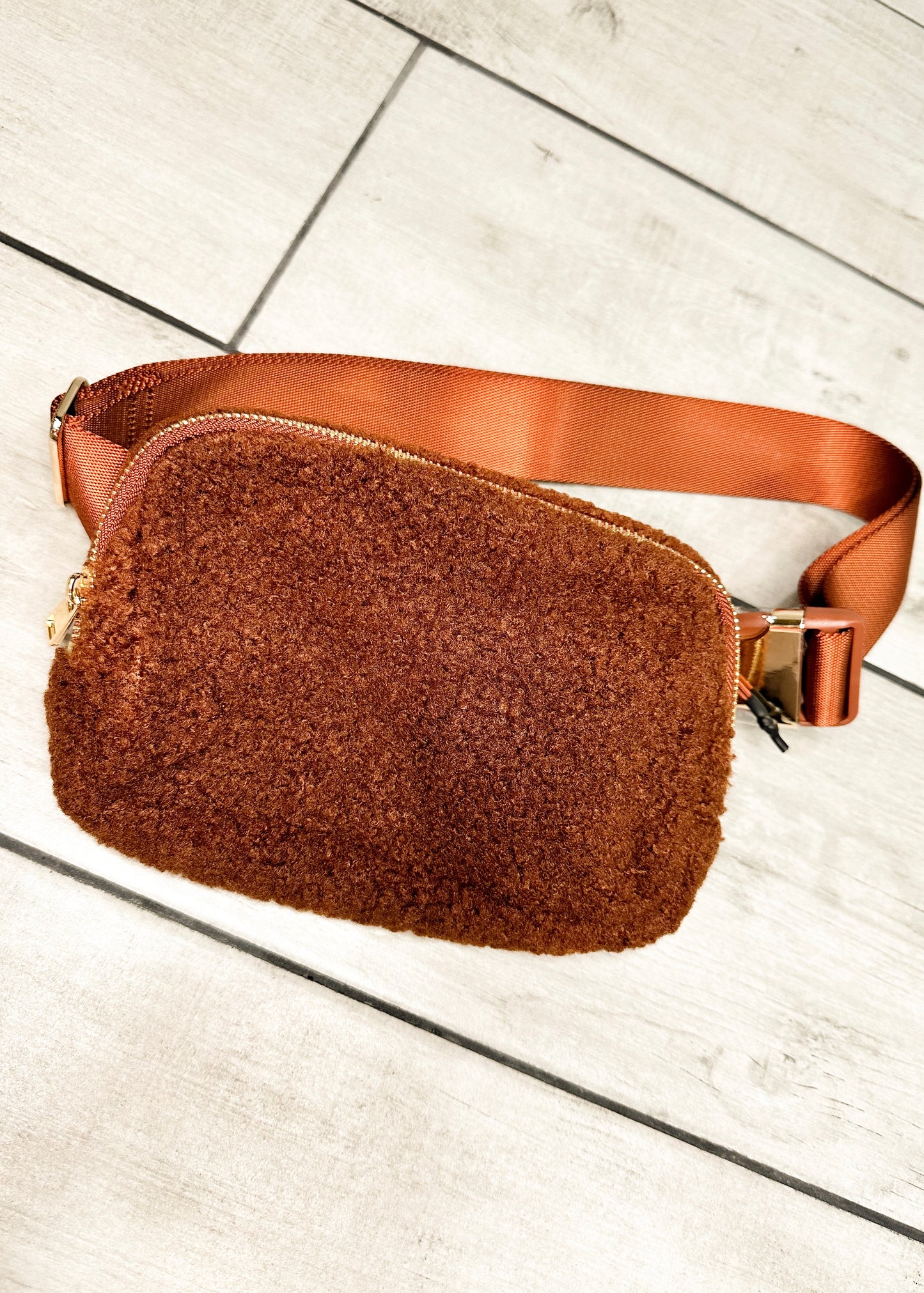 Brown Fleece Nylon Belt Bag