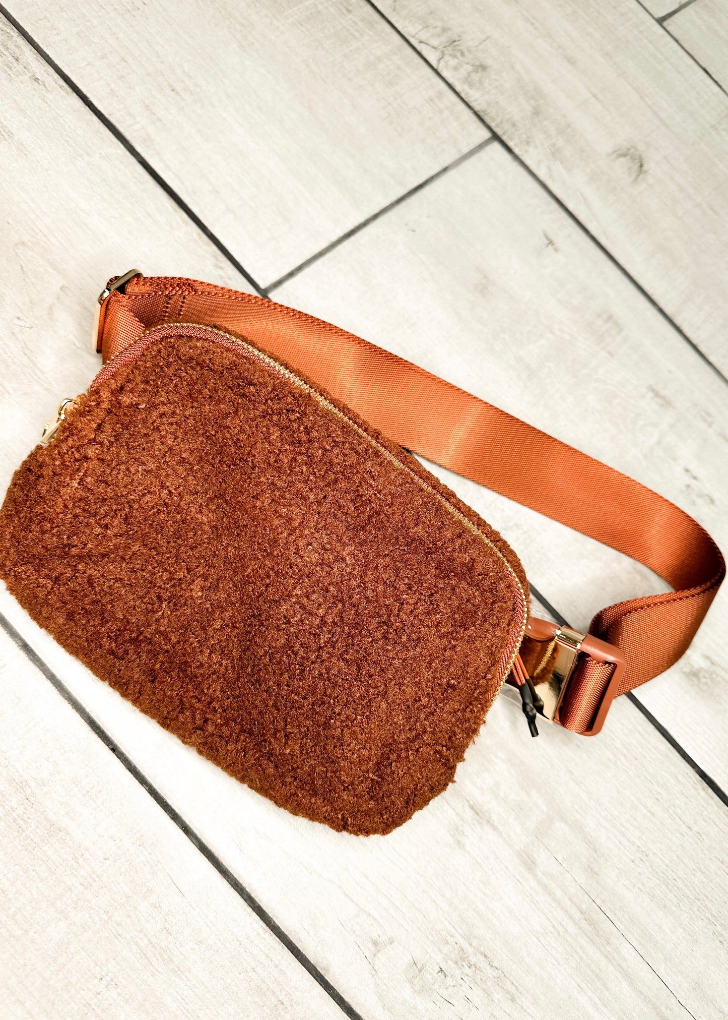 Brown Fleece Nylon Belt Bag