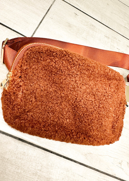 Brown Fleece Nylon Belt Bag