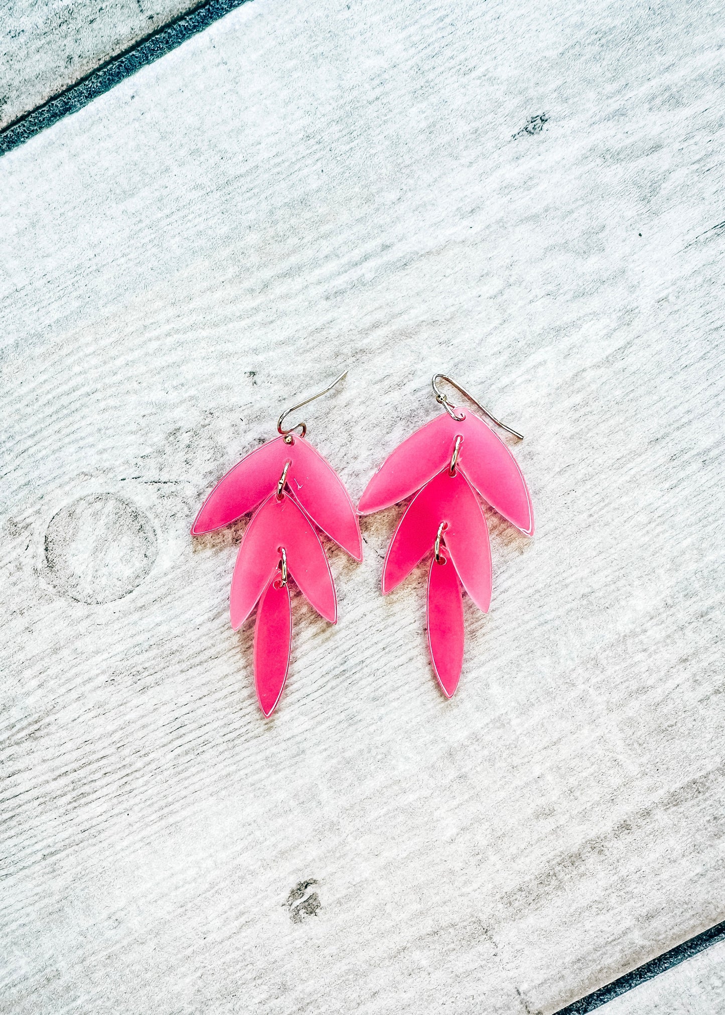 Pink Leaf Earrings