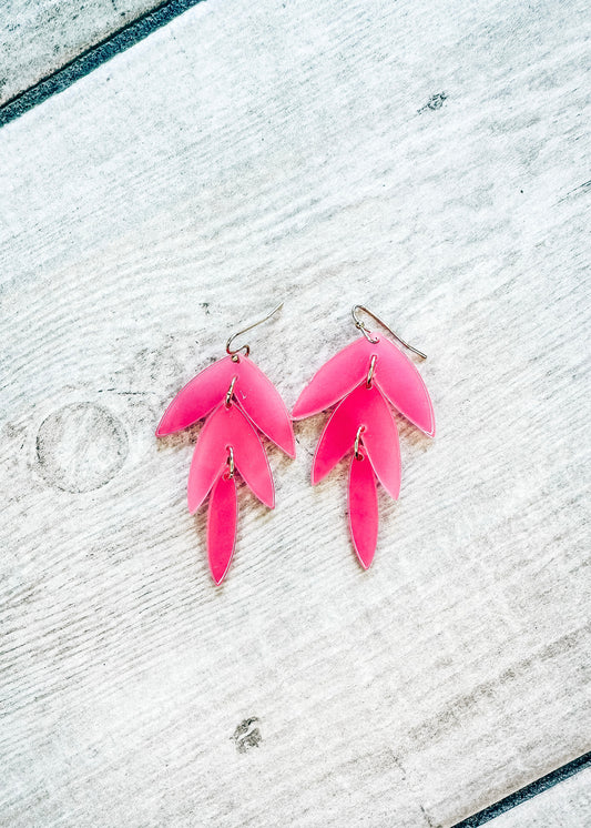 Pink Leaf Earrings