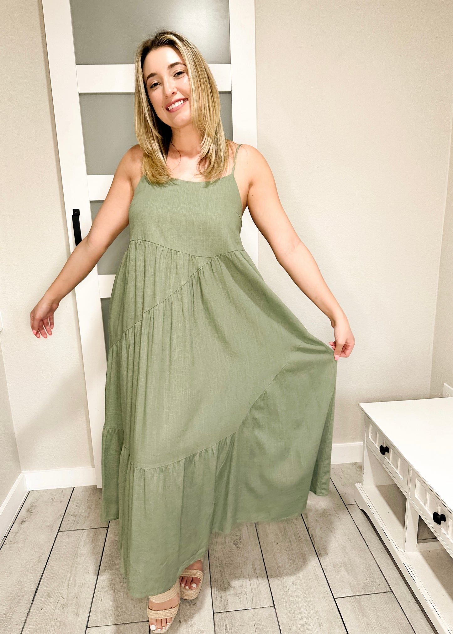 Sage Tiered Maxi Dress