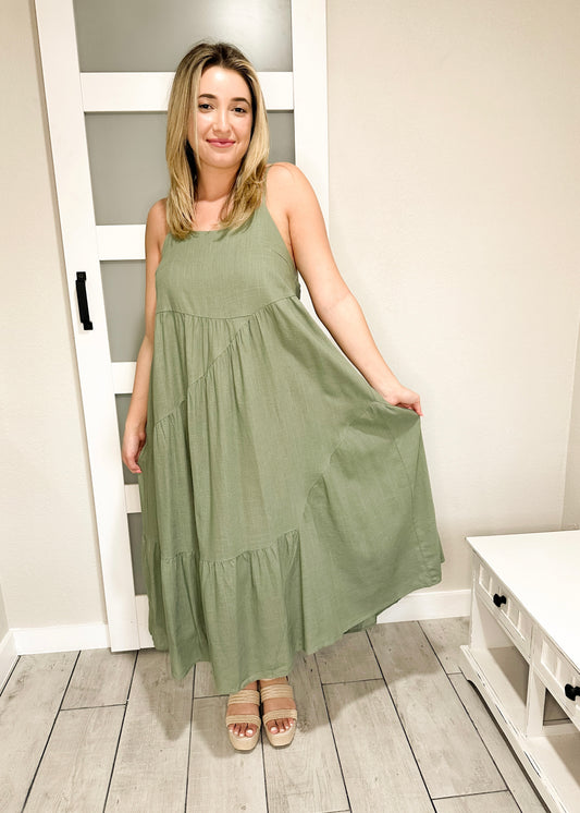 Sage Tiered Maxi Dress