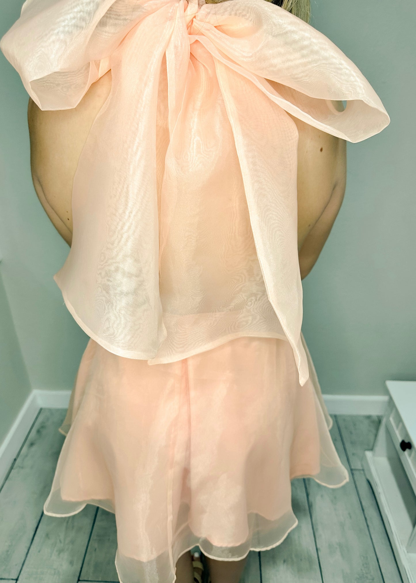 Apricot Bow Detail Halter Mini Dress