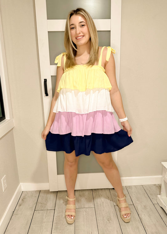 Color Block Tiered Dress