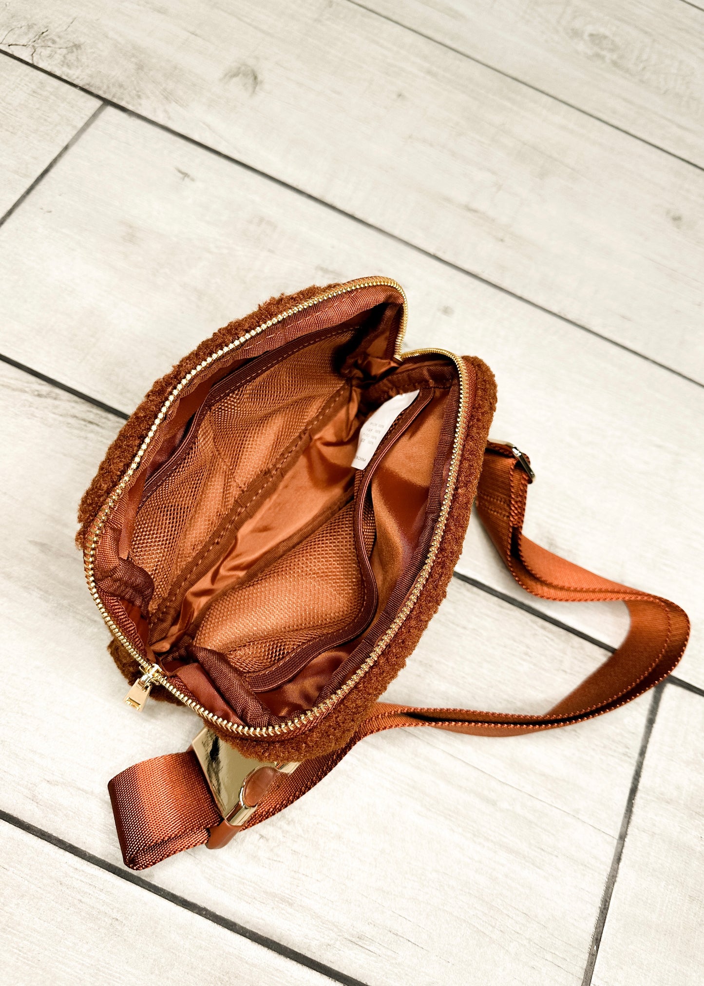 Brown Fleece Nylon Belt Bag
